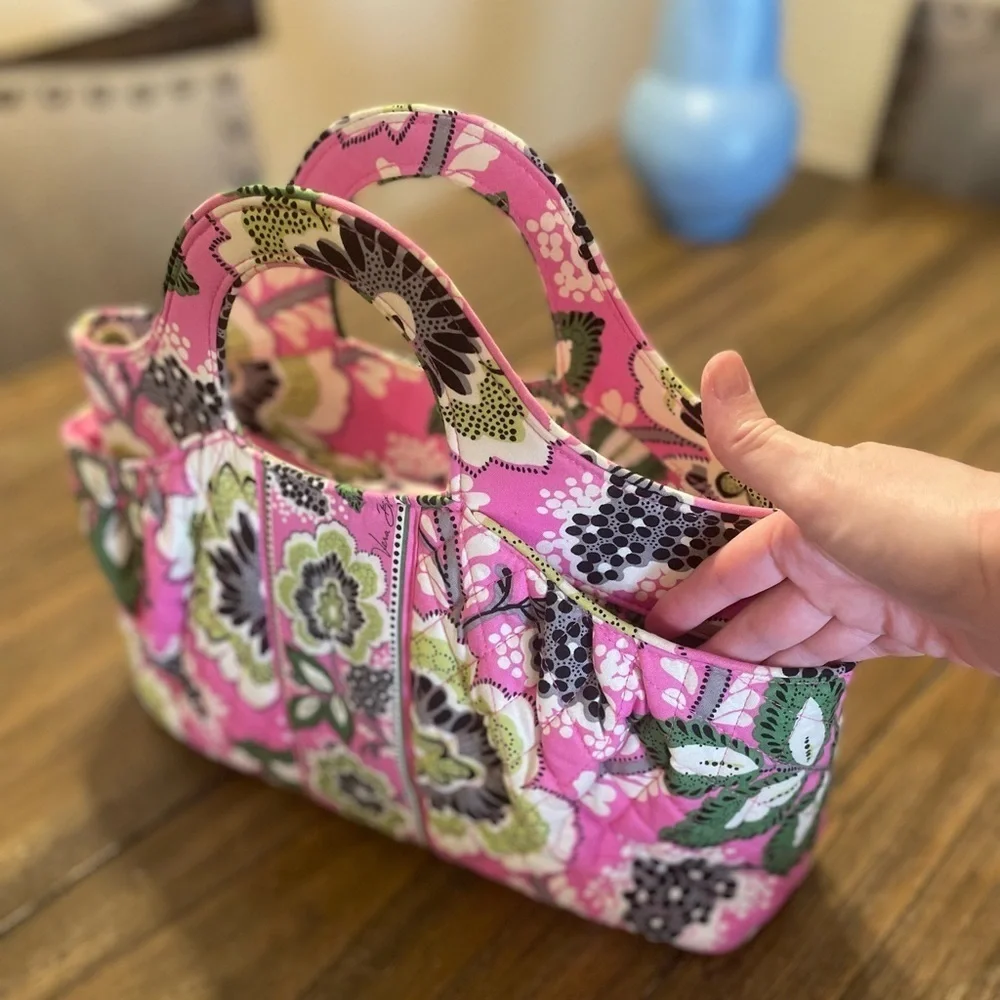 Vera Bradley Abby Priscilla Pink Green 12177-124 Satchel Purse Hand Bag Floral - Picture 6 of 9